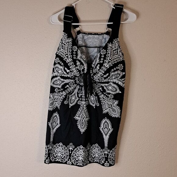 Black & white tankini swim top - Picture 1 of 6